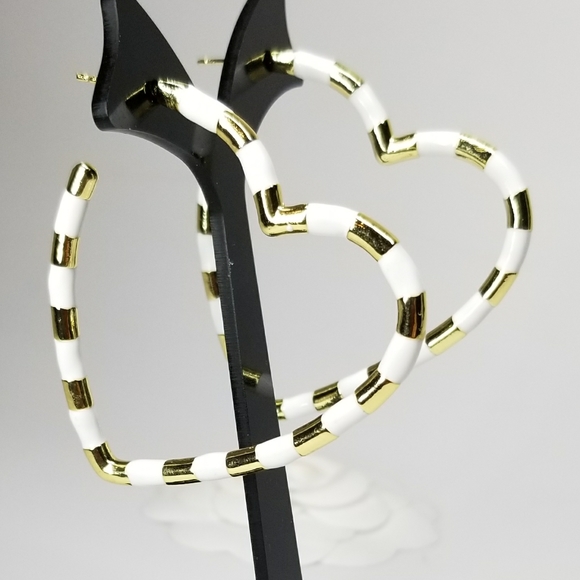 Jewelry - NEW Enamel Heart Hoop Earrings